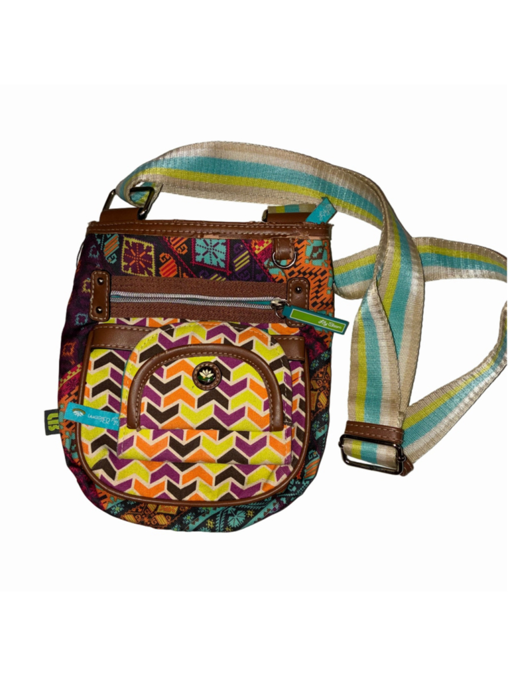 Women's Lily Bloom Multi-color Patterned Small Crossbody Bag with Coin Purse